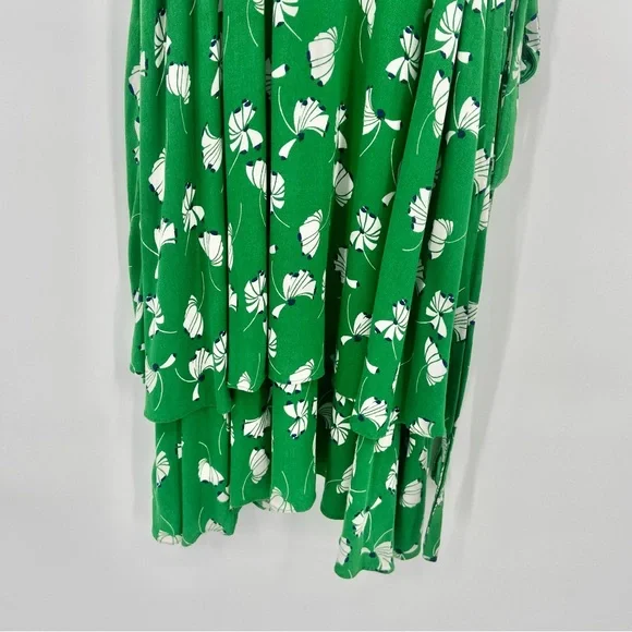 Eloquii Green Floral Print Layered Plus Size Wrap Dress 14 - Picture 13 of 13